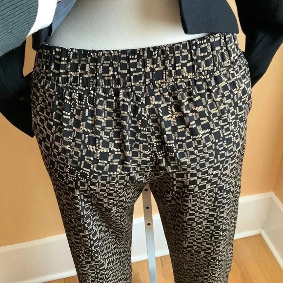 SANDRO Black/Tan Silky Straight Leg Trousers Size 6 - Picture 8 of 11